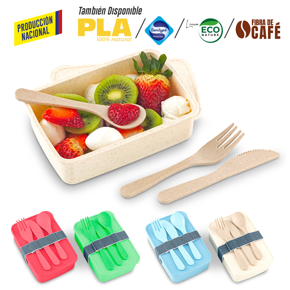 Portacomidas con Cubiertos Eco Square II -Produccion Nacional 